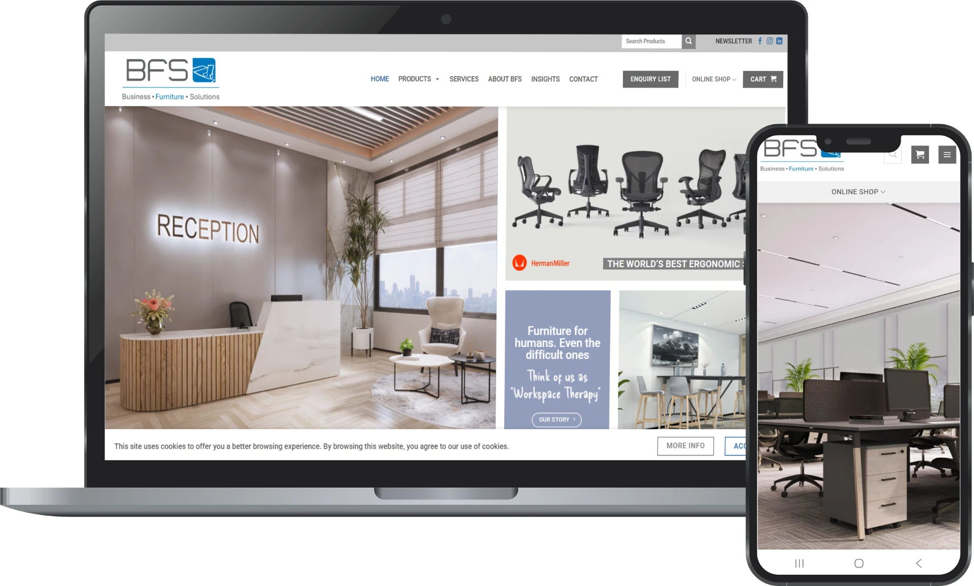 Business Furniture desktop and mobile views