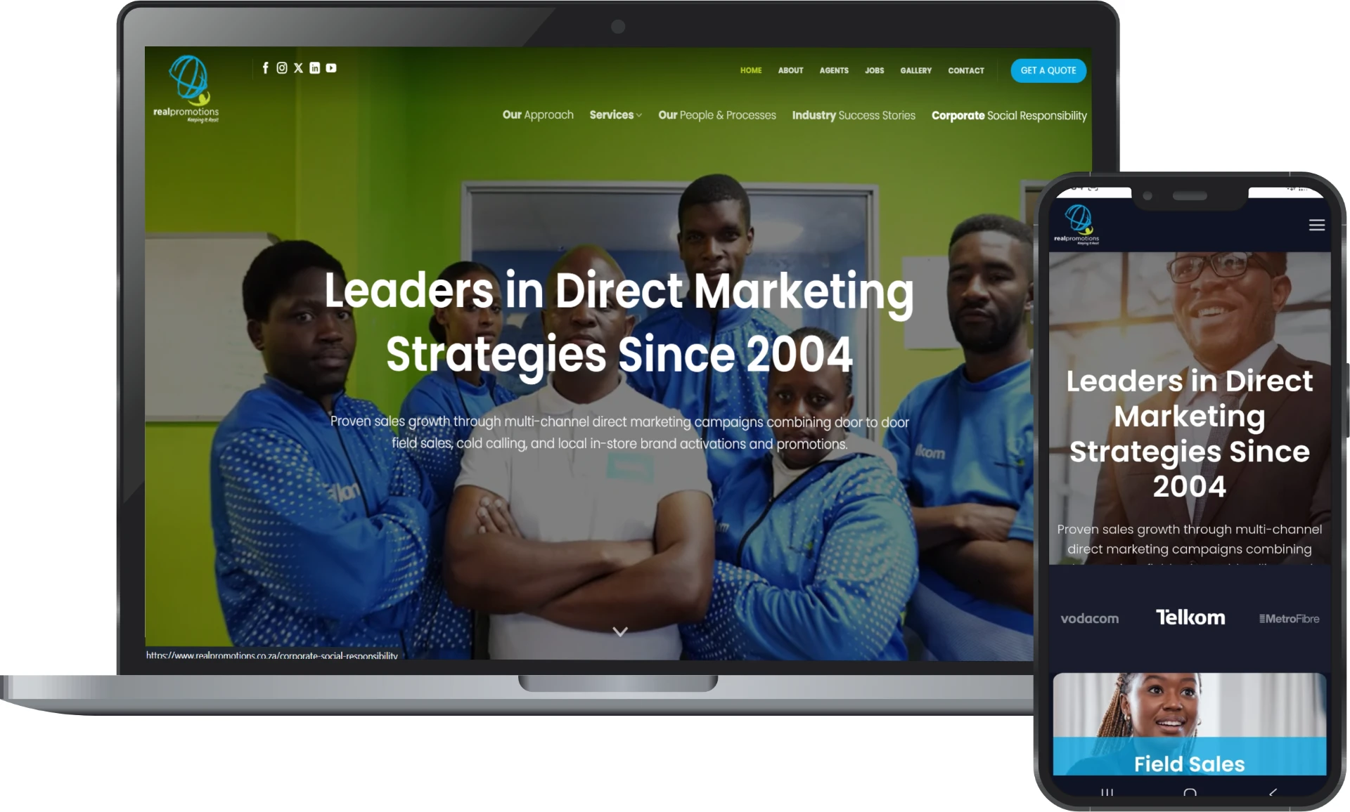 Real Promotions desktop and mobile views