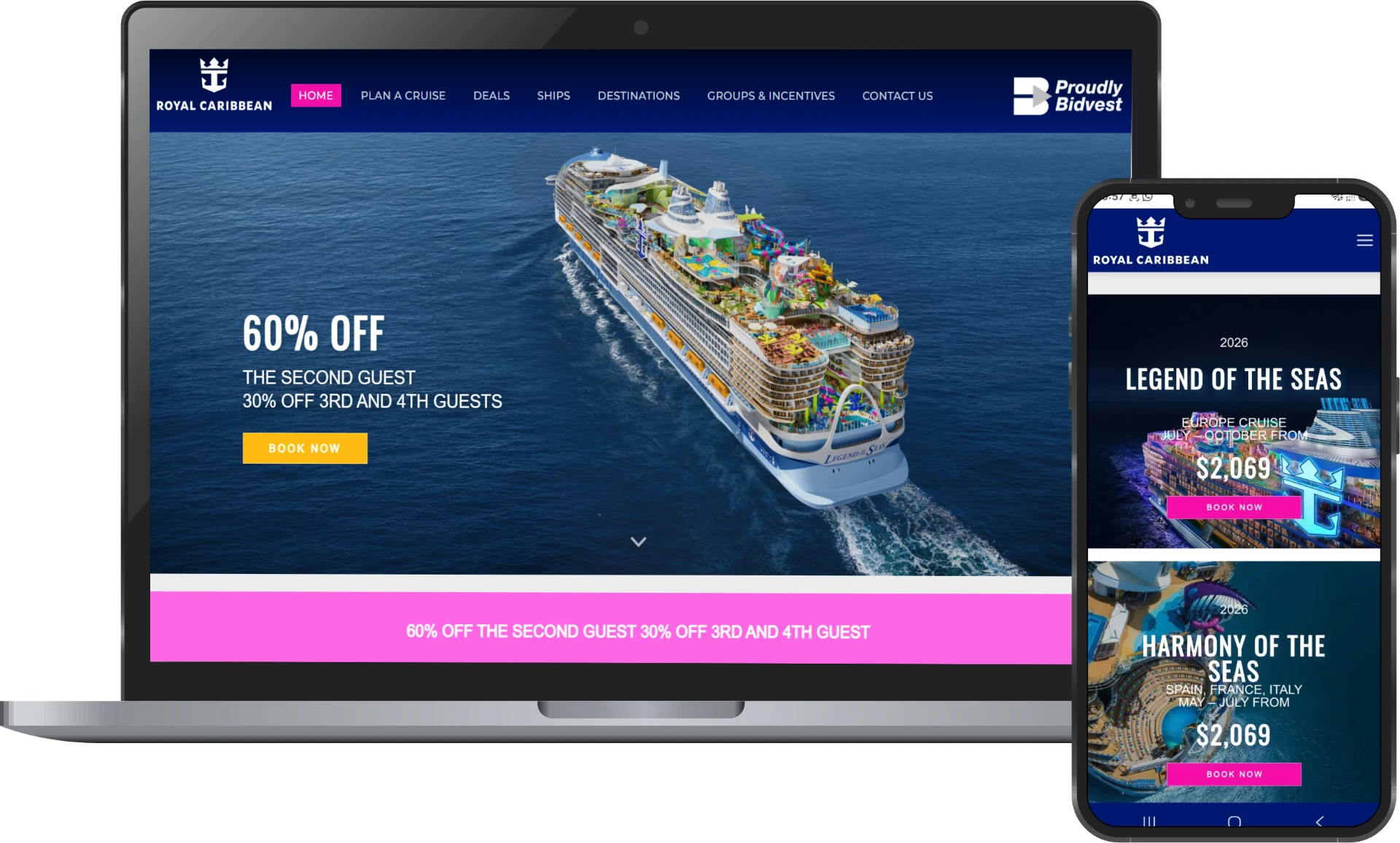 Royal Caribbean Africa desktop and mobile views